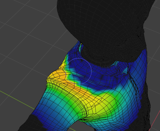 Weight painting around the character shoulder